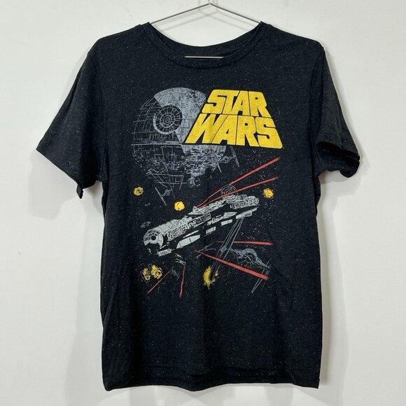 Star Wars T-Shirt Millennium Falcon Death Star Battle Adult Large Fifth Sun - Picture 1 of 5